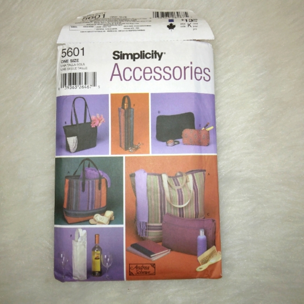 SIMPLICITY 5501 Accessories Tote bags, wine tote, zipper bags